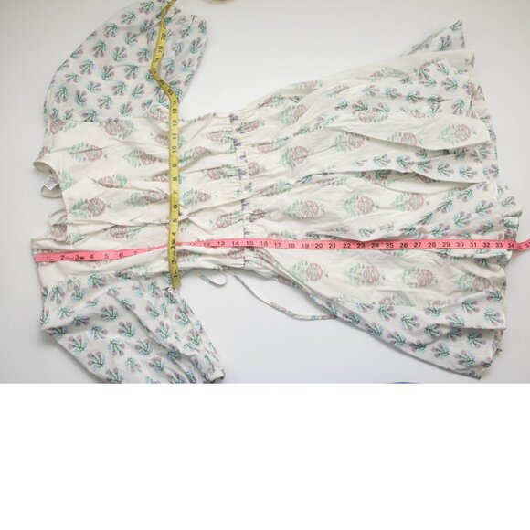 Christian Lacroix Dress Mini A-Line Lace-Up Tie Back Blue Cream Size Medium - Picture 6 of 6